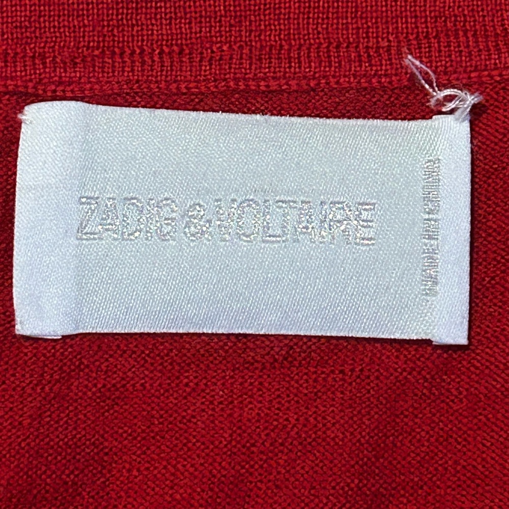 Zadig & Voltaire Vibrant Red Skull & Wing Rhinestone Henley Edgy - Picture 8 of 14